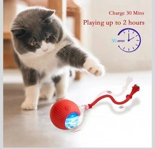 Interactive Smart Rolling Ball USB Rechargeable Dog Cat Toy Red