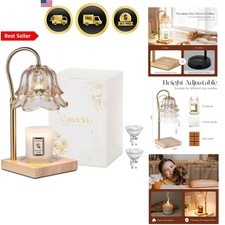 Candle Warmer Lamp Gold Flower Adjustable Timer No Flame Safe Home Decor