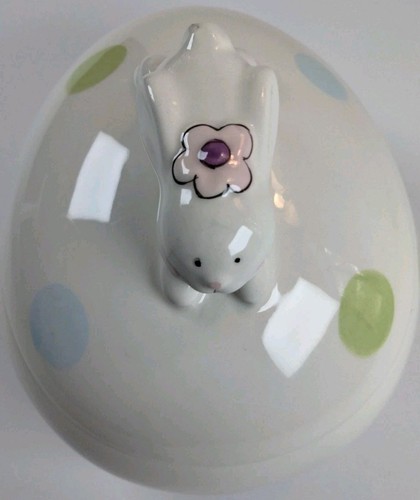Easter Polka Dot Candy Dish With Bunny Handle By Fresh Decor - Picture 9 of 14