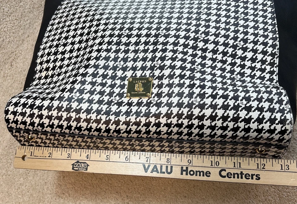 Ralph Lauren Negro Blanco Agdon Pata de Gallo Bolso de Hombro Bolso de Mano Usado en Excelente Condición Foto 4 de 4