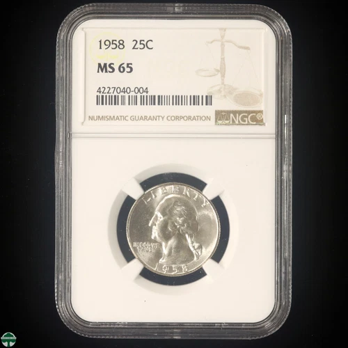 1958 Washington Silver Quarter NGC MS 65 light Toning