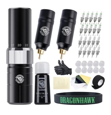 Dragonhawk Tattoo Kit Tour Y23 Wireless Tattoo Kits 2 Replaceable Batteries