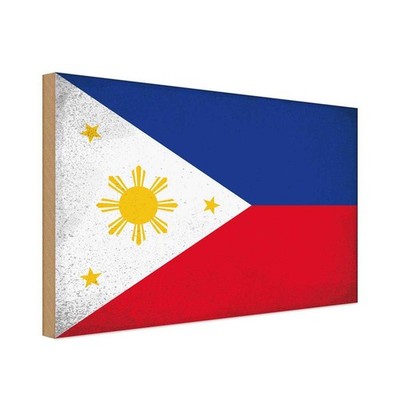 Holzschild 30x40 cm Philippinen Philippines Flagge Fahne Wappen Deko Geschenk Ho