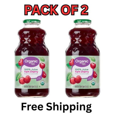 Great Value Organic 100% Tart Cherry Juice, 32 fl oz, Pack of 2
