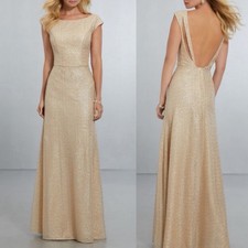 Morilee By Madeline Gardner Bordeaux 21575 Caviar Mesh Bridesmaid Dress Gold 12