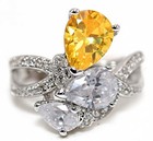 3CT Heat Treated Yellow Topaz 925 Solid Sterling Silver Ring Sz 6  — photo 1