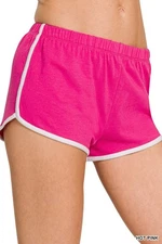 Zenana ELASTIC WAISTBAND DOLPHIN SHORTS Hot Pink Large NEW