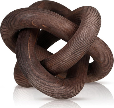 New 3 Link Wood Knot Decor Rustic Table Shelf Sculpture Black Walnut Hand Carved