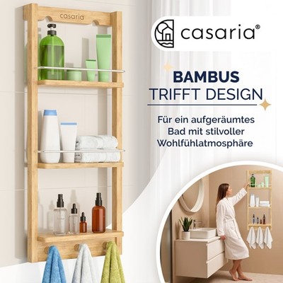 Duschablage Duschregal Hängeregal Badregal Zum Hängen Bambus Holz CASARIA®
