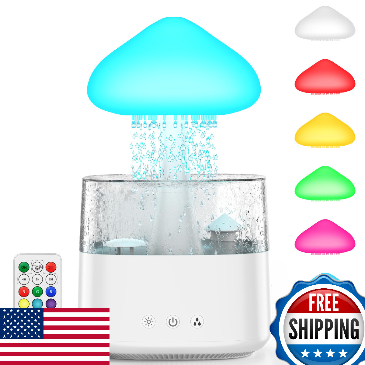 S 450ml Water Drip Mushroom Humidifiers With Remote Control 