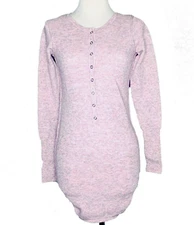 Free People Womens XS Think Thermal Henley Pink Top Tunic Plush Waffle Knit New