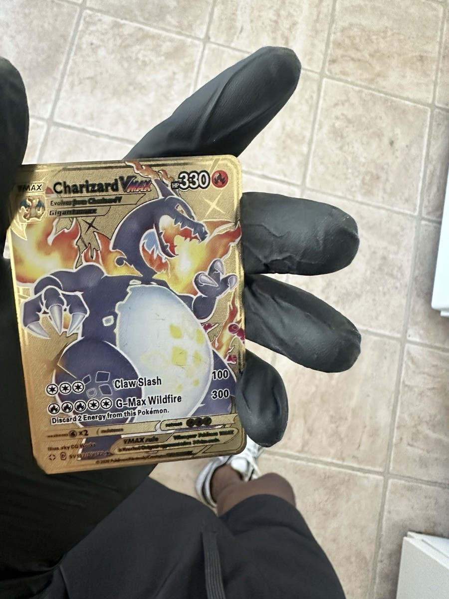 Pokmon TCG Metal Card Shiny Charizard VMAX Single Gold Hard Metal