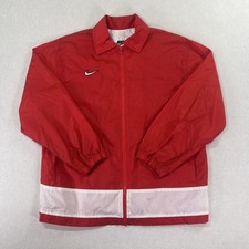 Vintage Nike Jacket Youth L 14-16 Red Windbreaker Full Zip Colorblock Swoosh