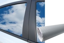 Abdeckung Auto Folie Wrap Set Carbon Silber 6x PREMIUM A B C Säule Tür Leisten Abdeckung Auto Folie Wrap Set Carbon Silber 6x PREMIUM A B C Säule Tür Leisten