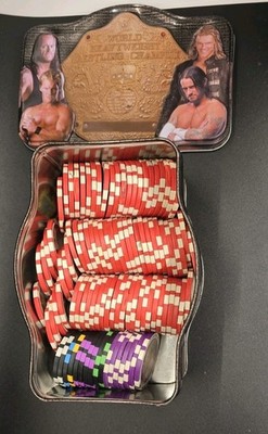 Topps WWE Power Chipz Lot 98 Chips + Tin Cody Rhodes CM Punk Cena Piper Mysterio