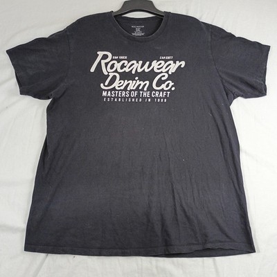 Vintage Roca Wear Denim Co Men's 2XL Black Short Sleeve T-Shirt Y2K 90s Shirt
