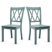 COSTWAY Set of 2 Armless Wood Dining Chairs with Ergonomic Fluted Seat 591