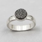 Boho Style Grey Druzy Sterling Silver 925 Ring