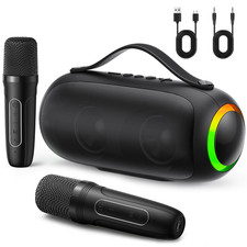 FanFun Waterproof Mini Karaoke Machine Bluetooth Speaker Dual Mic for Pool Party