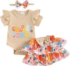 3 Pz Elegante Tuta Bimba Tutine Neonato Femmina Pagliaccetto Vestito Estivo Abit