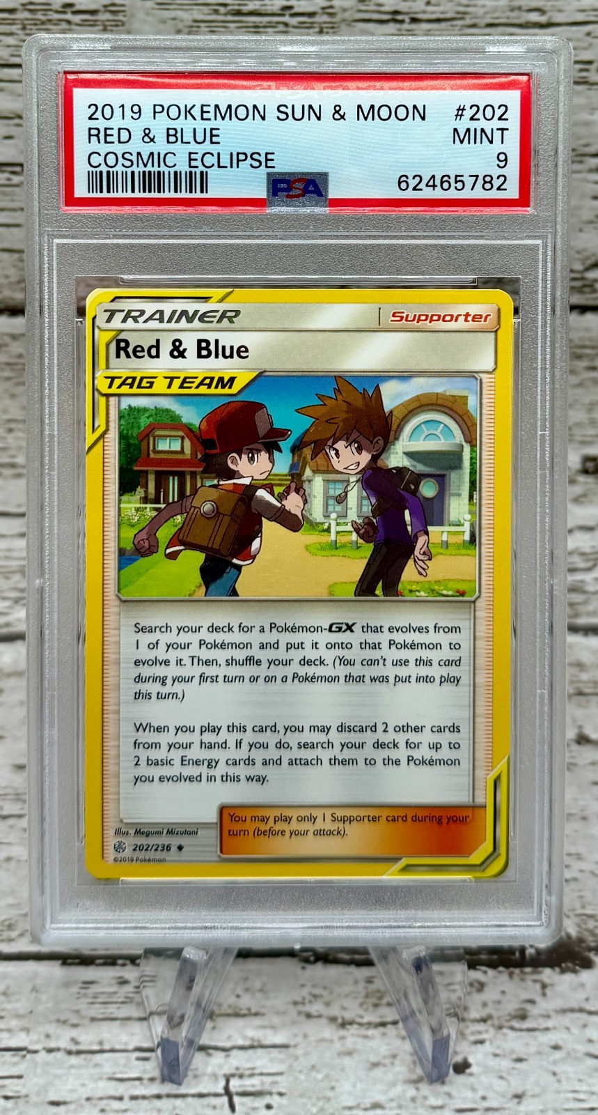 2019 Pokemon Sun & Moon Red & Blue Trainer Cosmic Eclipse #202 - PSA 9 MINT