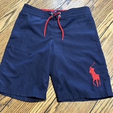 Polo Ralph Lauren Big Pony Swim Trunks Board Shorts Sz 8 Navy Red