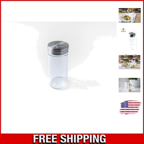 Elegant 4-Ounce Glass Spice Jar with Stainless Steel Shaker Top for Kitchen - Picture 1 of 9