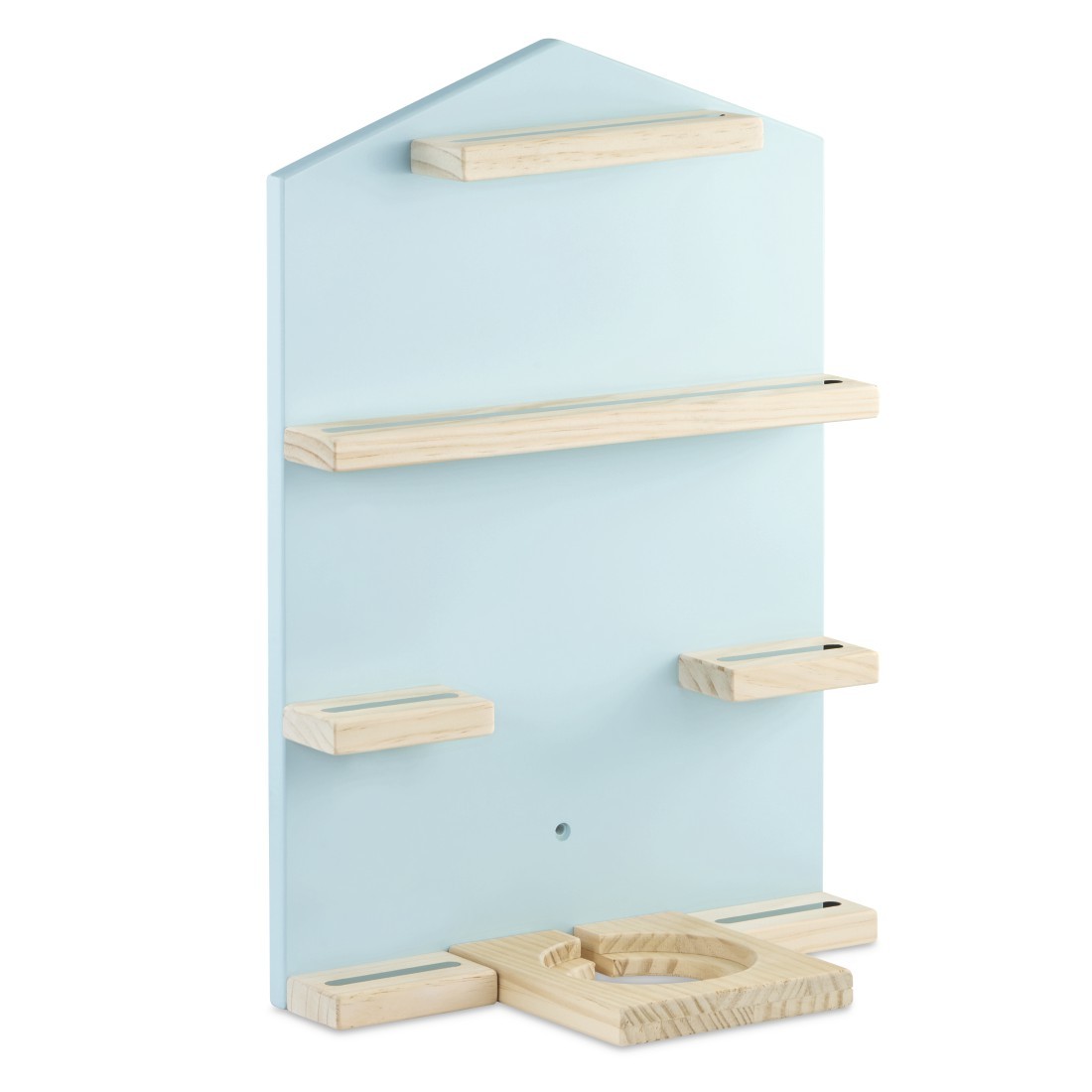 Étagère figurines Tonies maison bois bleu rangement conteuse
