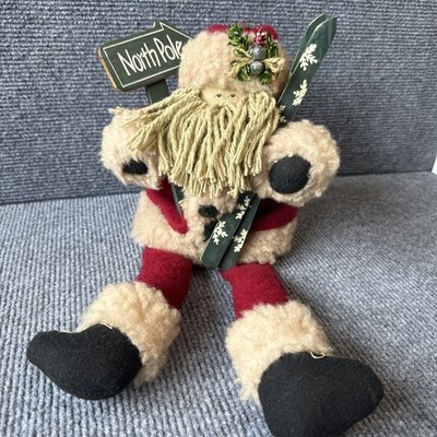 Shelf Sitter 15  Santa Folk Art Christmas Rustic Woodland Primitive Ski Lodge