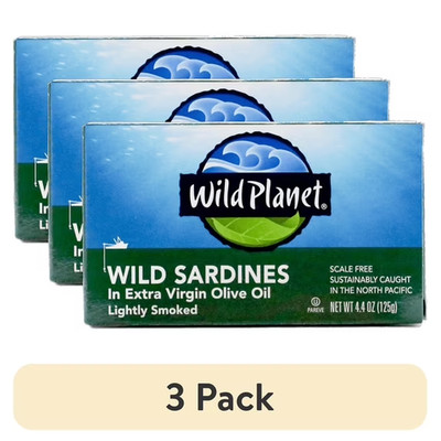 (3 pack) Wild Planet Wild Caught Sardines in Extra Virgin Olive Oil, 4.4 oz Can