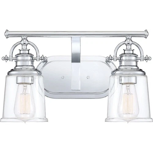 Grant 2 Light Transitional Bath Vanity - 9.5 Inches high-Polished Chrome Finish - Picture 1 of 4