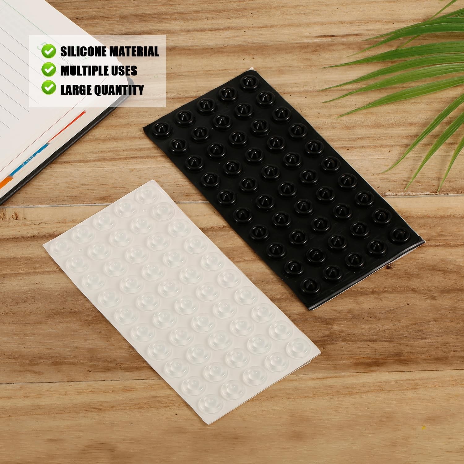 100pcs Anti-Slip Snowboard Stomp Pads Mat, 0.53x0.53x0.2", clear, black 