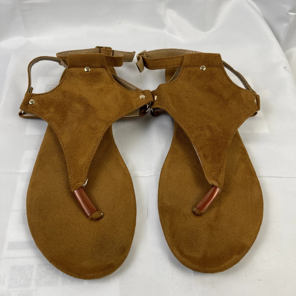 Sandálias tanga femininas biqueira aberta tamanho 11 flip flop tornozelo alça plana sapatos - Imagem 2 de 4