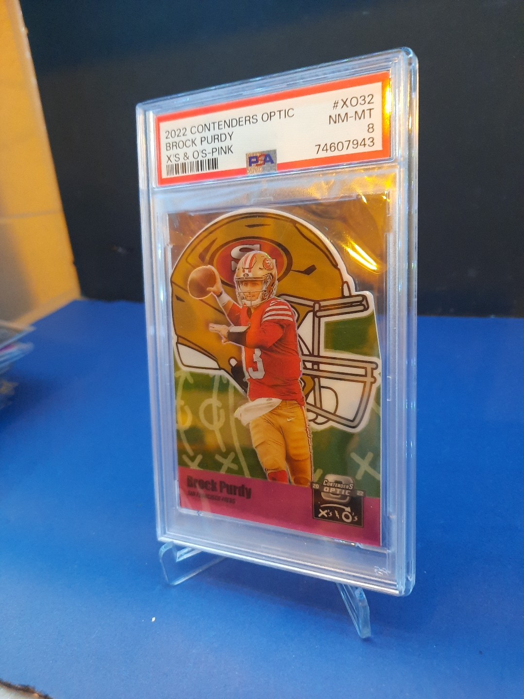 2022 Brock Purdy Contenders Optic X's N O's /75 Pink Rated Rookie Card view 4