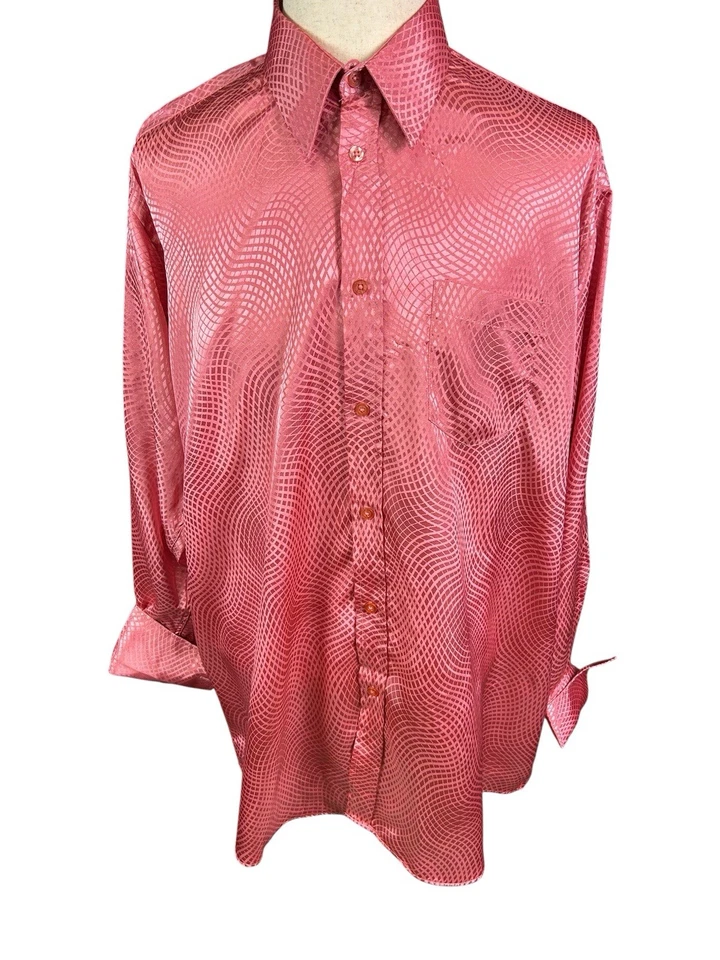 Рубашка Lucasini мужская размер 17 1/2 34/35 с длинным рукавом французские манжеты - Изображение 3 из 4