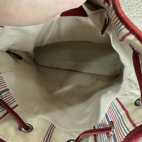 Vintage 90s Ralph Lauren Tote Bag Womens Red White Blue Stripe Canvas Purse - Picture 11 of 11