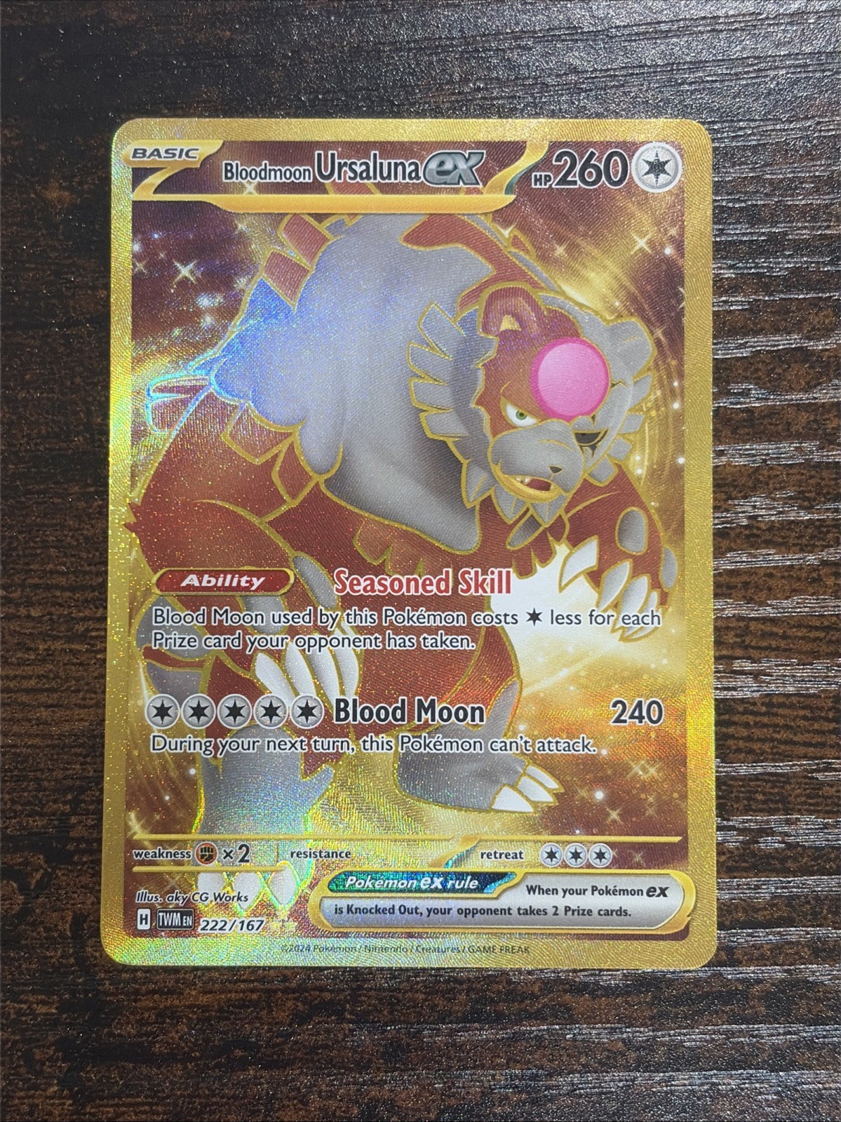 Bloodmoon Ursaluna ex 222/167 Full Art Pokemon Twilight Masquerade Holo Gold NM