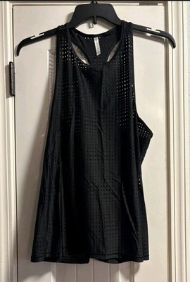 Athleta A Game Perforated Tank Top Womens Size Large Black Golf Performance