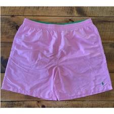 Mens Polo Ralph Lauren Pink Lined Swimming Trunks Shorts Logo Elastic Waist 2XLT