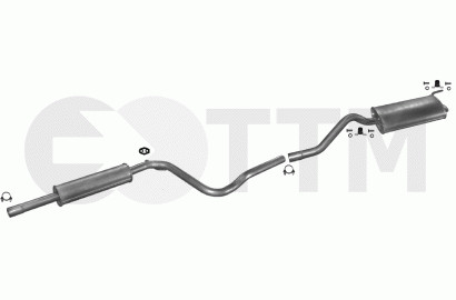 Silencieux d'échappement pour VW Caddy II Van 1.4 et 1.9 D de 1995 à 2003