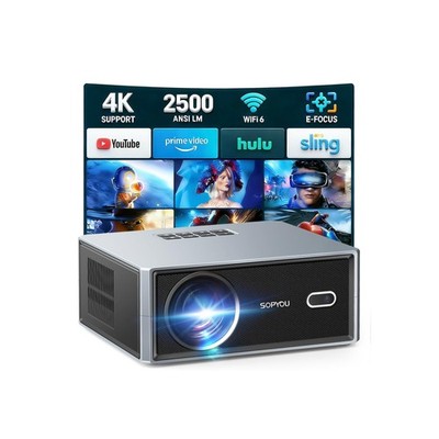 [2500 ANSI LM/E-Focus/Auto Keystone] SOPYOU Projector with WiFi and Bluetooth...