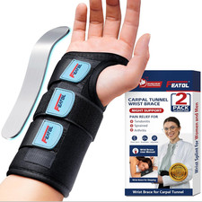 Carpal Tunnel Wrist Brace Night Support 2 Pack - Wrist Splint for Pain Relief Te