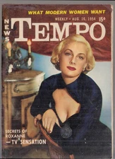 TEMPO 8/16 1954 TV's Roxanne; Roy Campanella; velvet fashions &c