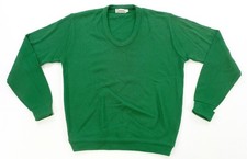 Rare Vintage IZOD LACOSTE Plain Blank Scoop Neck Knit Sweater 70s 80s Green SZ L