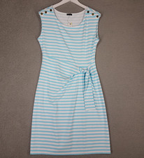 NEW Talbots Dress Women's Medium Front Tie Summer Beach Stretch Striped Travel