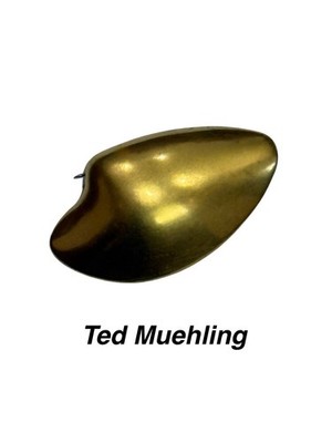 Ted Muehling Signed Modernist Large Clam Shell Pin 24k Gold Plated