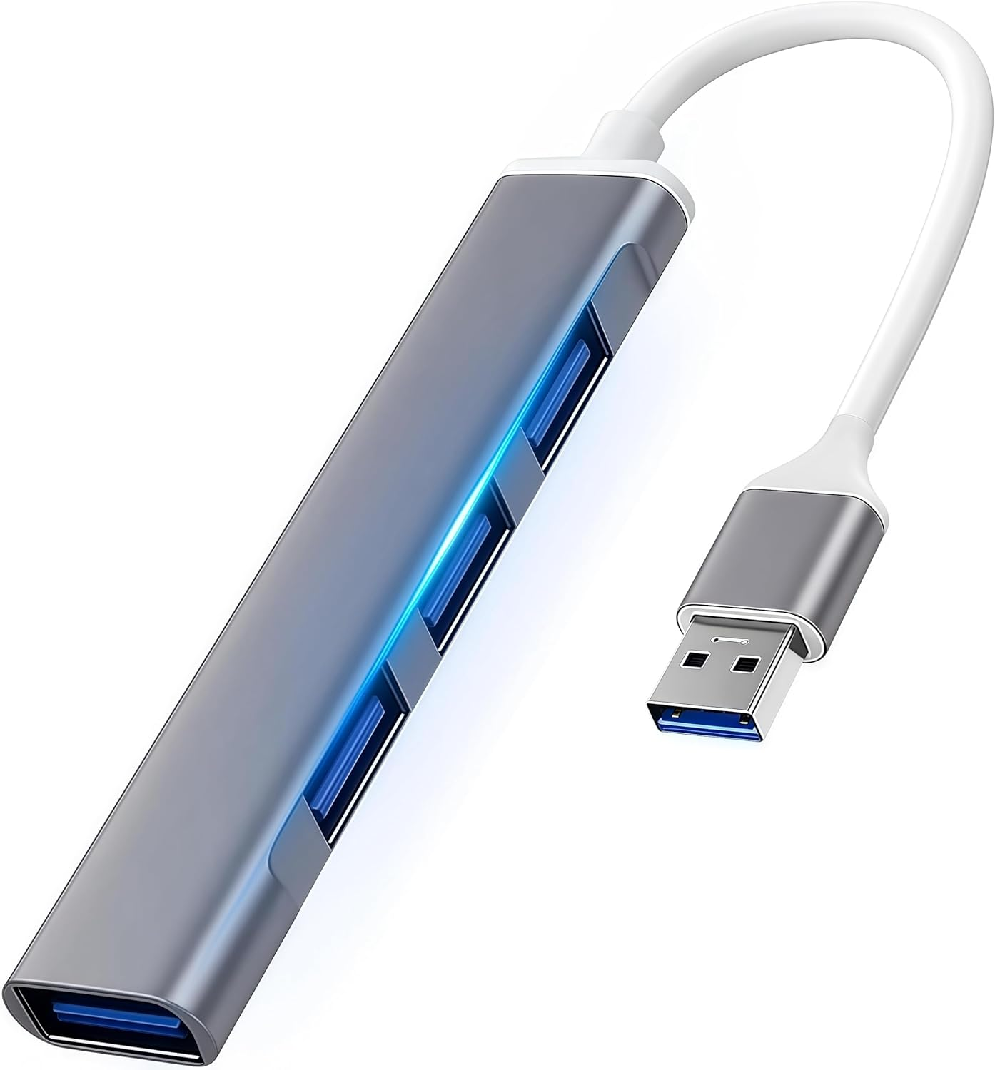 4 Ports Mini USB Dongle, USB Multiport Splitter Extender Expander for Laptop (3X