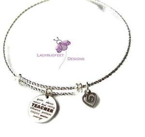 TEACHER-Bracelet-Diamond-Cut-925-Sterling-Silver-Adjustable-bangle-bracelet-ch