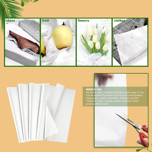 Tissue Paper for Gift Bags 60 Sheets 30x20 Inch White Wrapping Bulk Filler Flowe - Picture 4 of 12