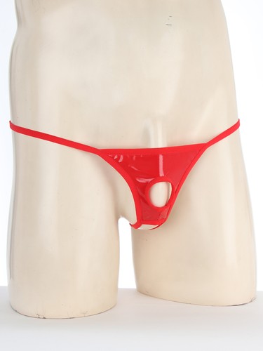 Mutandine uomo lingerie PVC pelle intimo jockstrap vita bassa perizoma G schiena a T - Foto 19 di 38